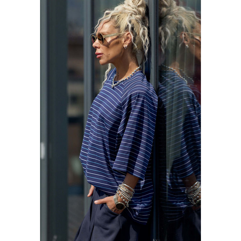 Thumbnail of Blue Oversized Striped T-Shirt One Size image