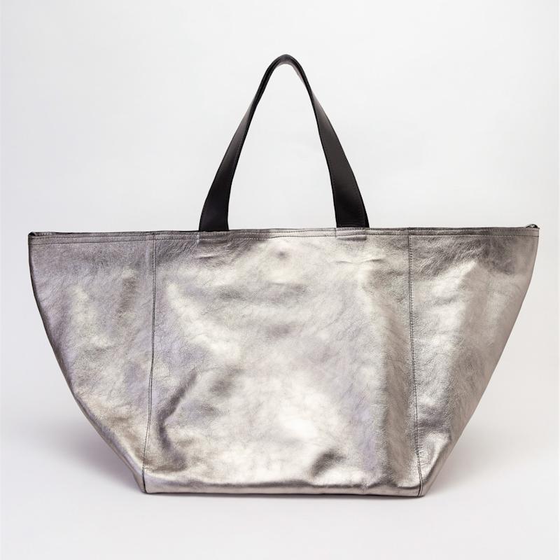 Thumbnail of Oversized Tote Bag - Slouchy Leather Silver Color image