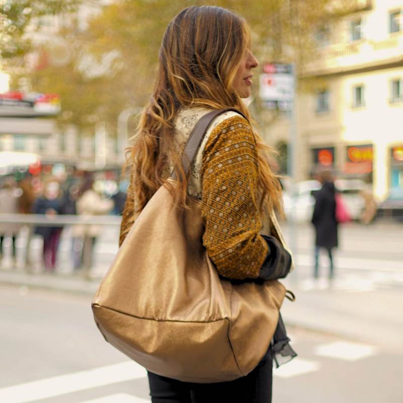 Thumbnail of Oversized Tote Bag -  Soft Leather Bronze Color image