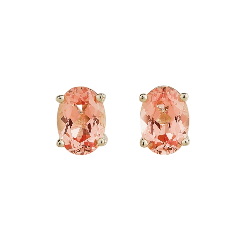 Thumbnail of Ovo Oval Padparadscha Sapphire Stud Earrings In White Gold image