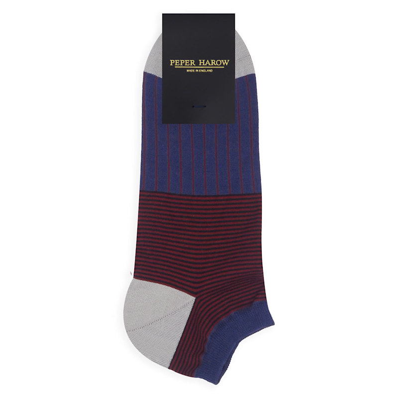 Thumbnail of Oxford Stripe Men's Trainer Socks – Navy image