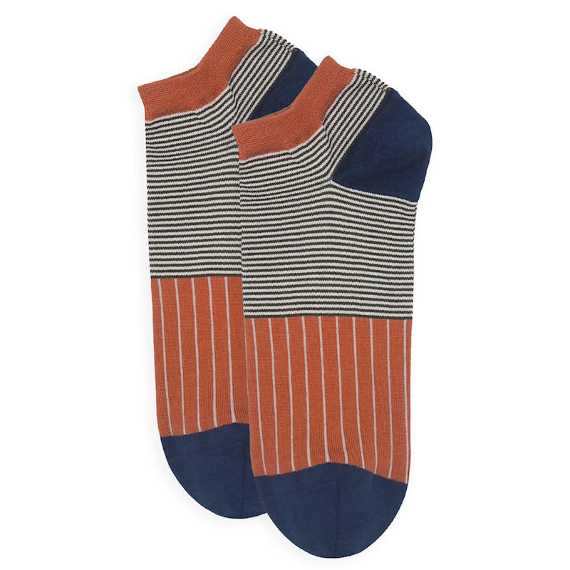 Thumbnail of Oxford Stripe Men's Trainer Socks – Orange image