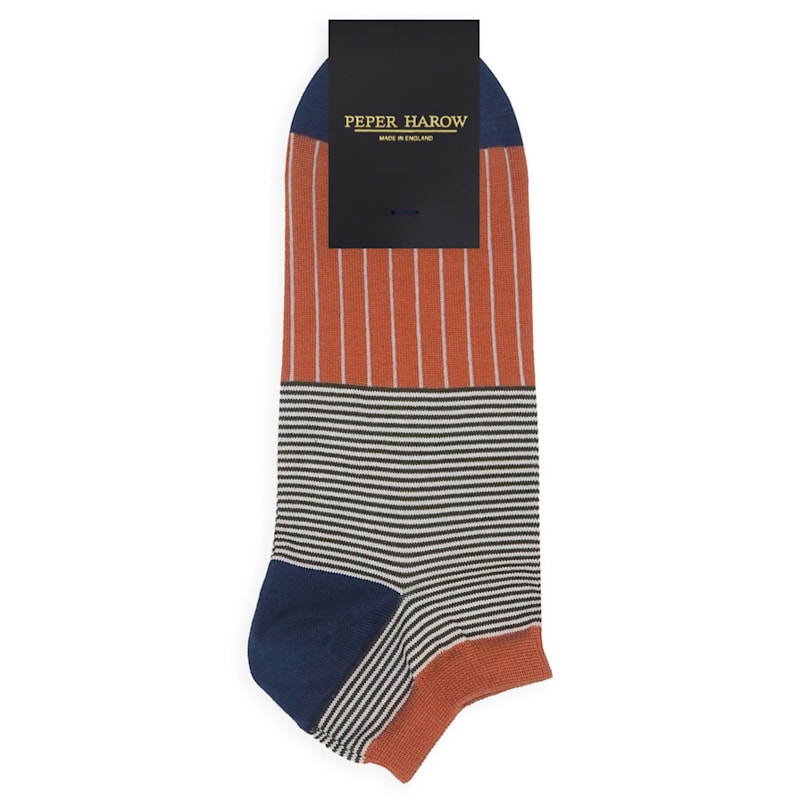 Thumbnail of Oxford Stripe Men's Trainer Socks – Orange image