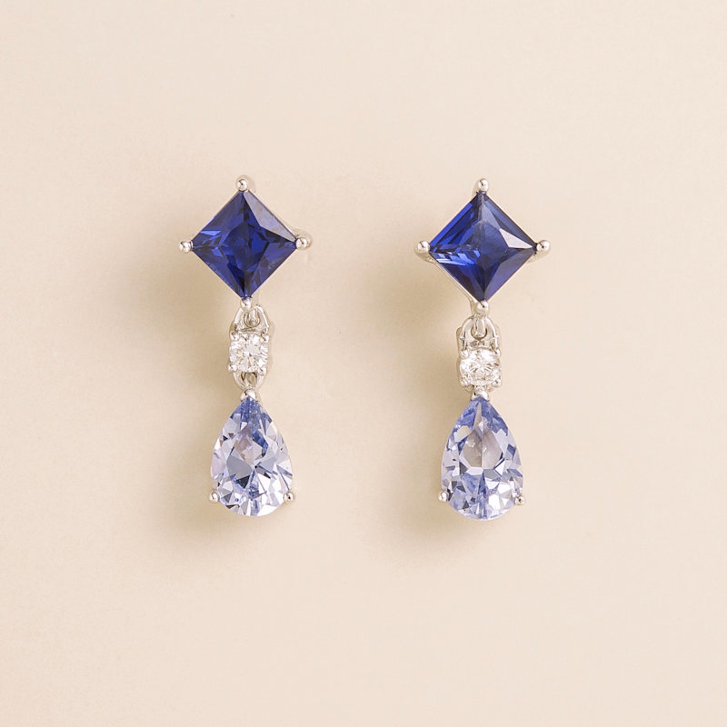 Ori White Gold Earrings Blue Sapphire Diamond Juvetti Wolf