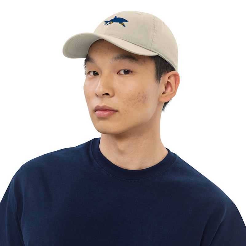 Thumbnail of Oyster Shark Gone Swimming In The Wild Organic Cotton Embroidered Baseball Cap - Men image