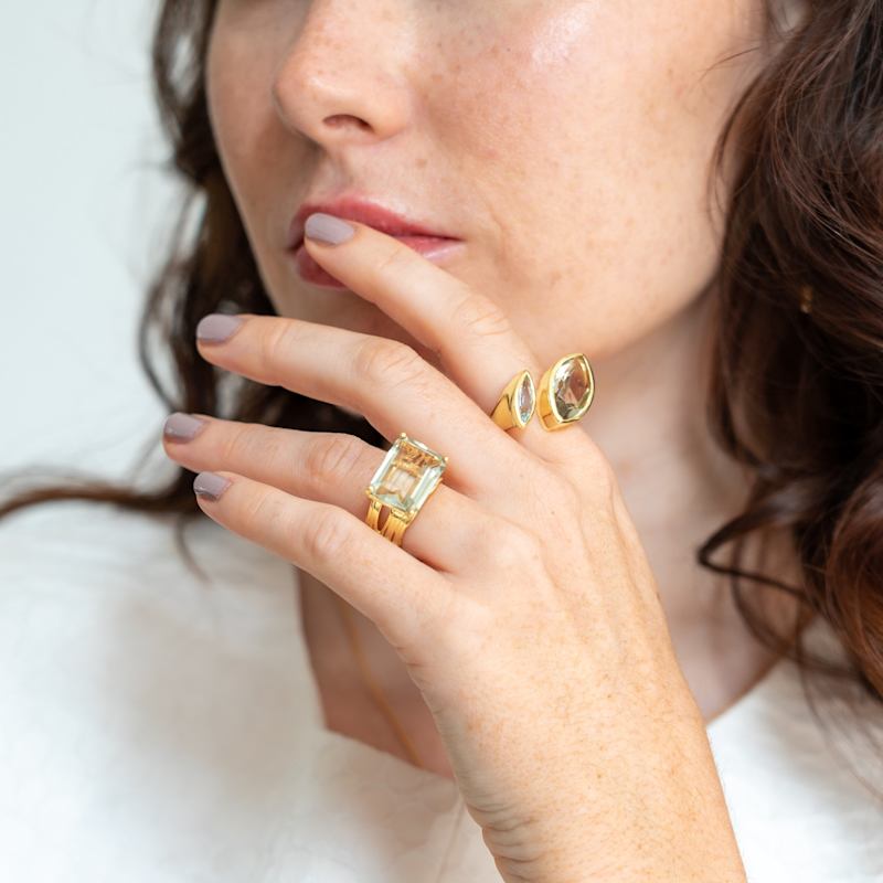 Thumbnail of Gold Vermeil Ring Green Amethyst Pietra image