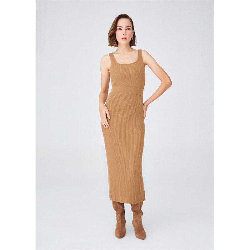 Thumbnail of Cashmere Blend Crop Fit Ribbed Knitwear Singlet - Camel image