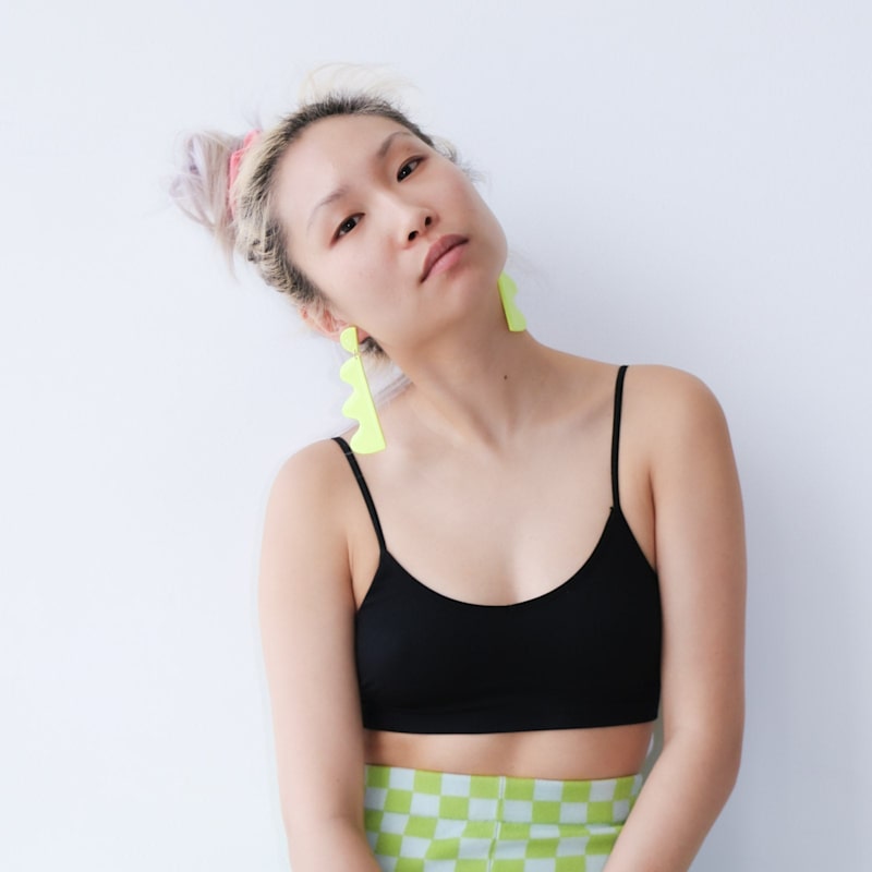 Thumbnail of Wiggles Dangly Earrings In Neon Yellow image