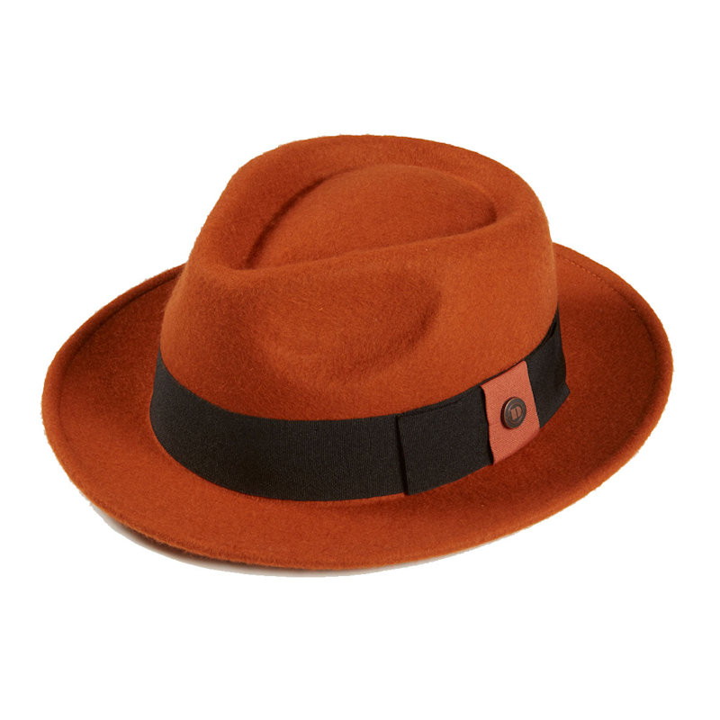 Thumbnail of Pablo Rust Orange Felt Wide Brim Wool Felt Fedora Hat image