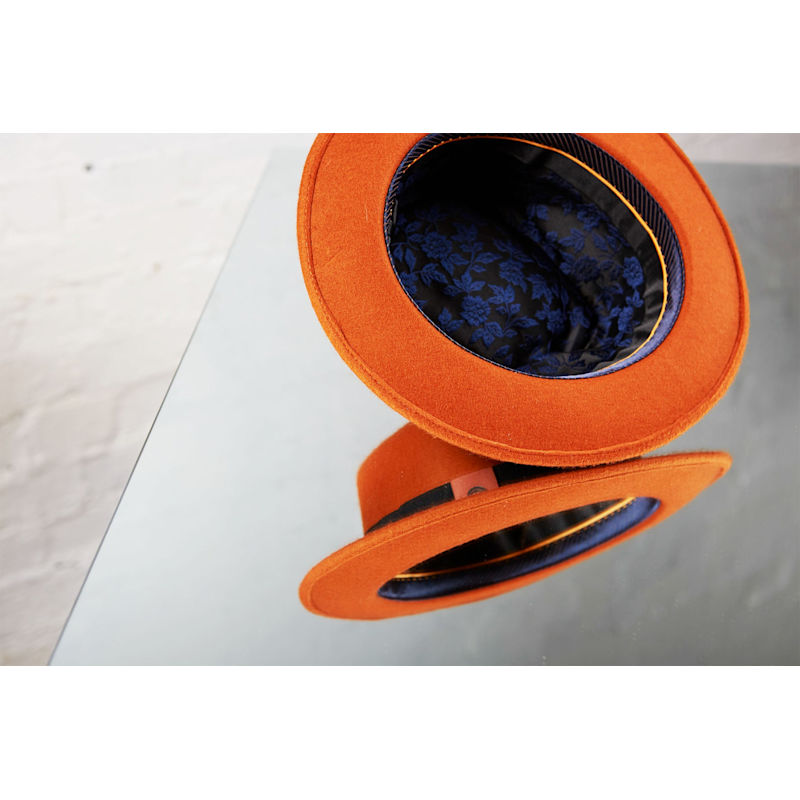 Thumbnail of Pablo Rust Orange Felt Wide Brim Wool Felt Fedora Hat image