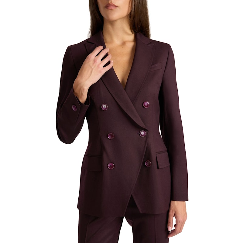 Paco Double-Breasted Six-Button Jacket In Wool Stretch
