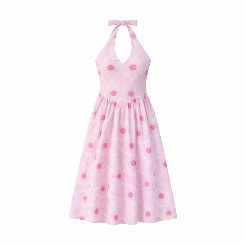 Thumbnail of Padmae Hand-Block Cotton Halter Neck Midi Floral Dress image