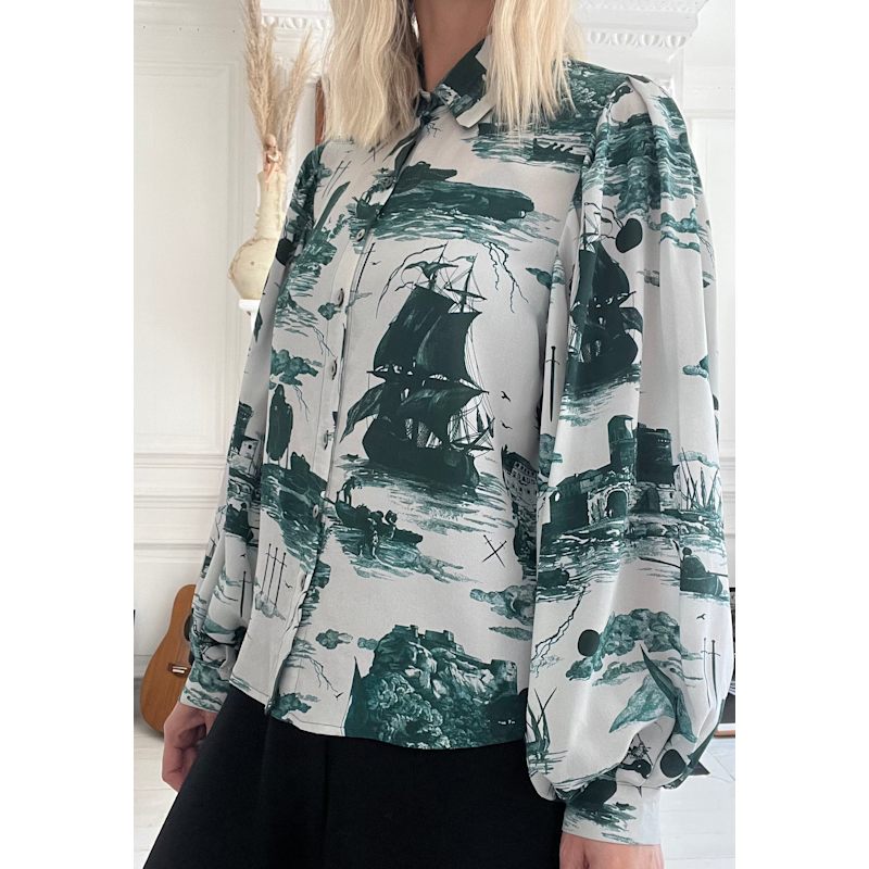 Thumbnail of Paints Silk Blouse In Doomed Voyage Print image