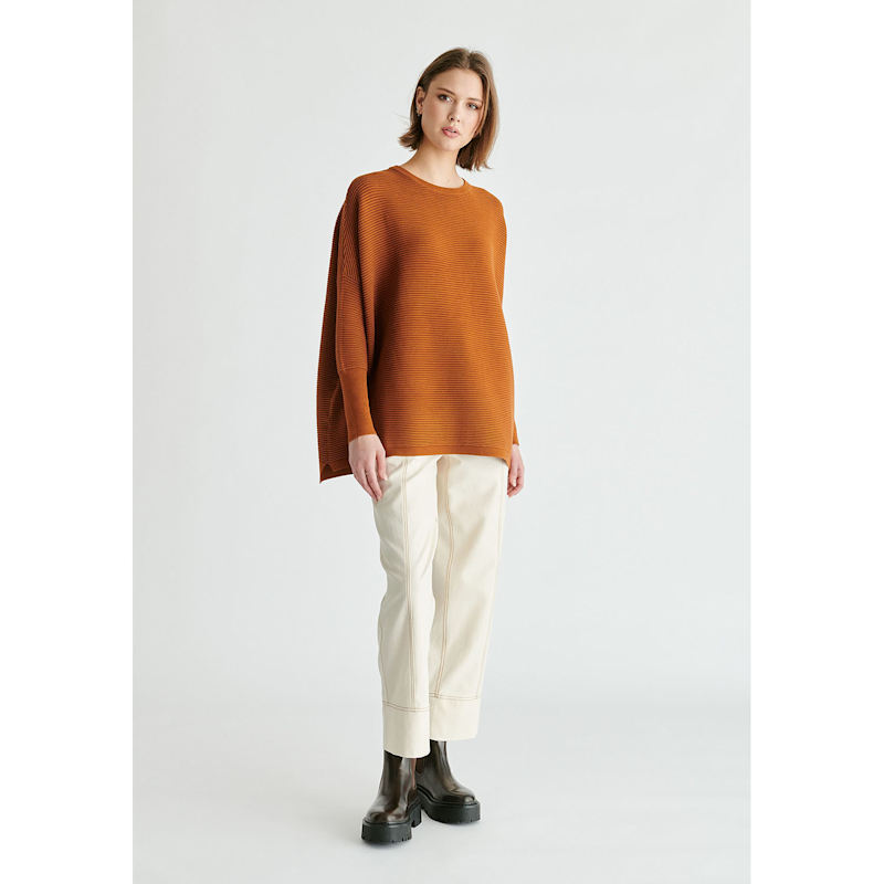 Thumbnail of Paisie Ribbed Jumper In Brown image