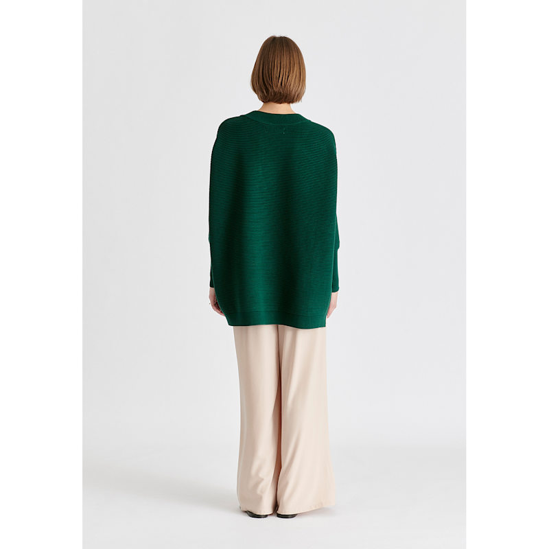 Thumbnail of Paisie V-Neck Ribbed Jumper In Dark Green image