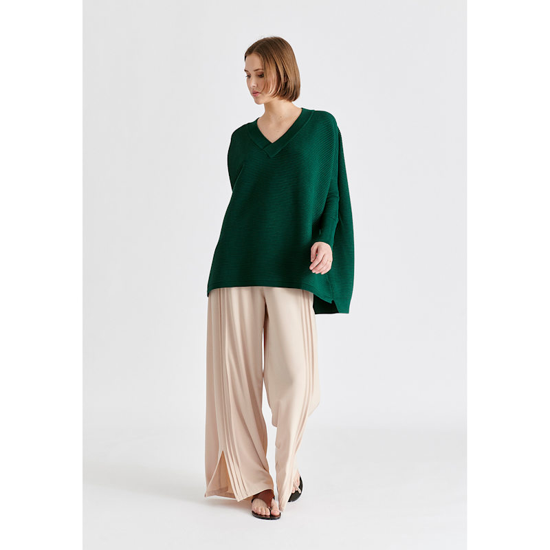 Thumbnail of Paisie V-Neck Ribbed Jumper In Dark Green image