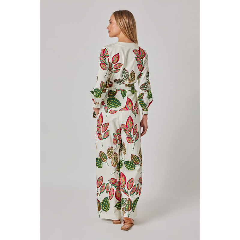 Thumbnail of Palazzo Pants With Leaf Print And Tie Belt image