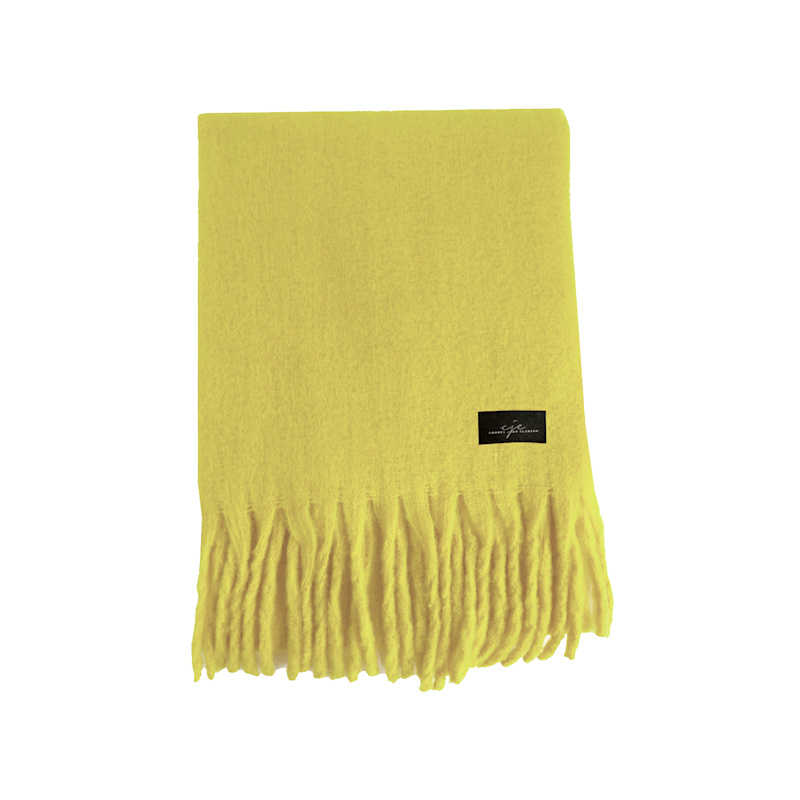 Thumbnail of Pale Yellow Large Fringed Cashmere-Blend Winter Scarf image
