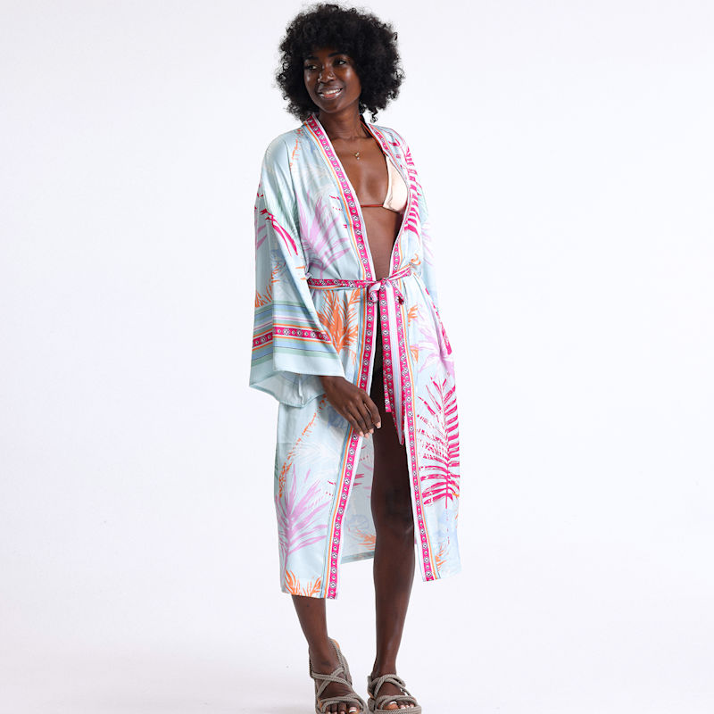 Thumbnail of Palma Tropical Print Satin Kimono image