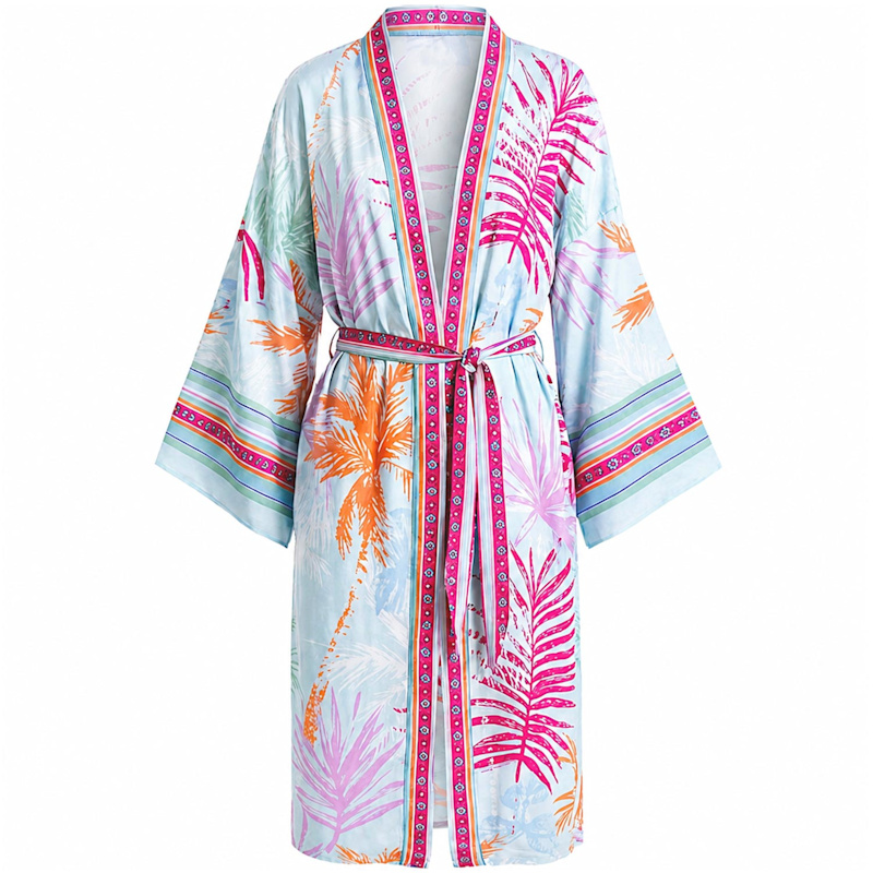 Thumbnail of Palma Tropical Print Satin Kimono image