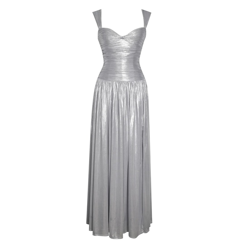 Palmer Silver Glitter Drop Waist Maxi Dress | Miss Circle New York | Wolf &  Badger