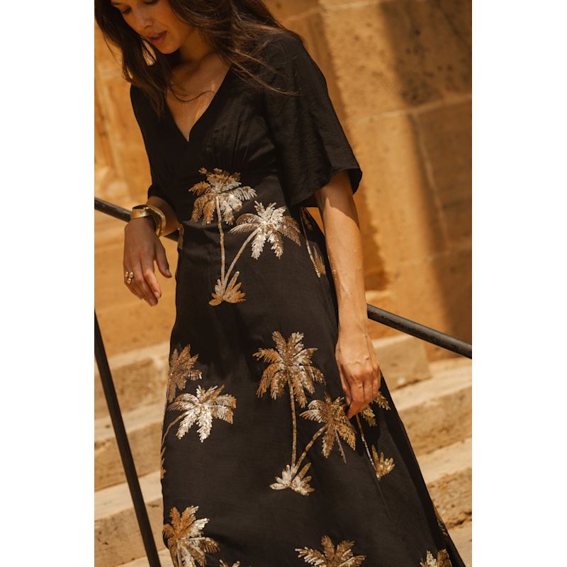 black and gold midi dress Lace Gown  Petite Chrie crepe/polyester (skirt)Color Marysia Strapless Metallic Floral Midi