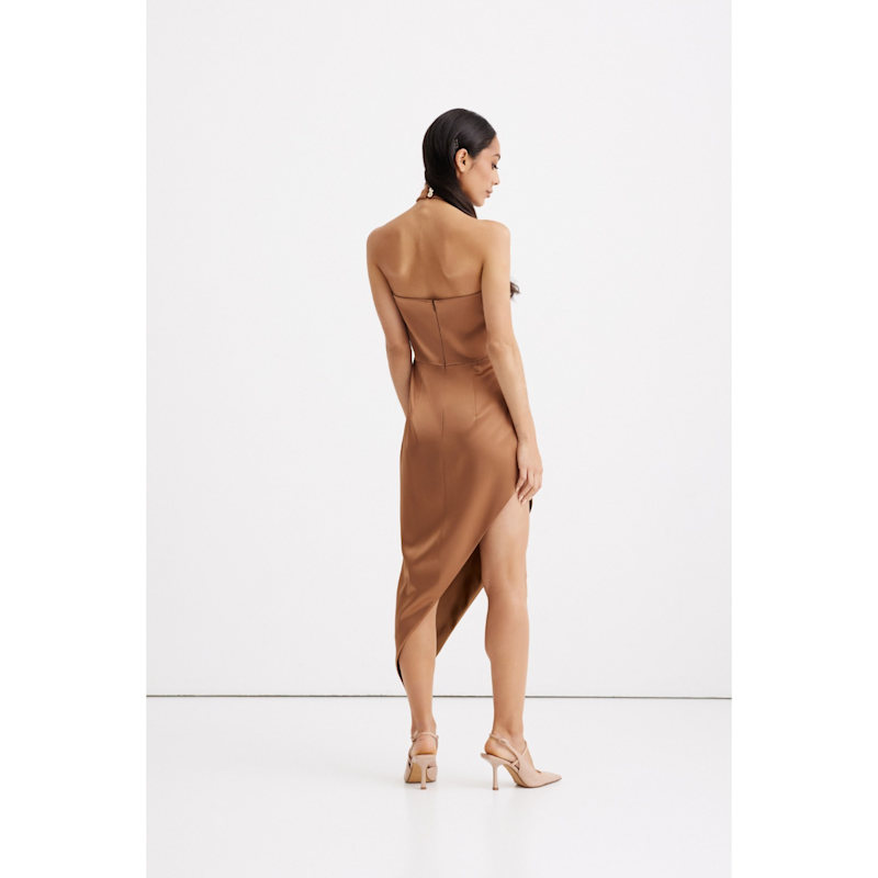 tan brown dress BROWN DRESS WITH A COLLAR main image 1