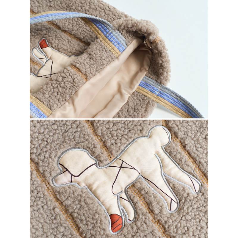Thumbnail of "Pan Pan" Shearling Tote Bag - Taupe image