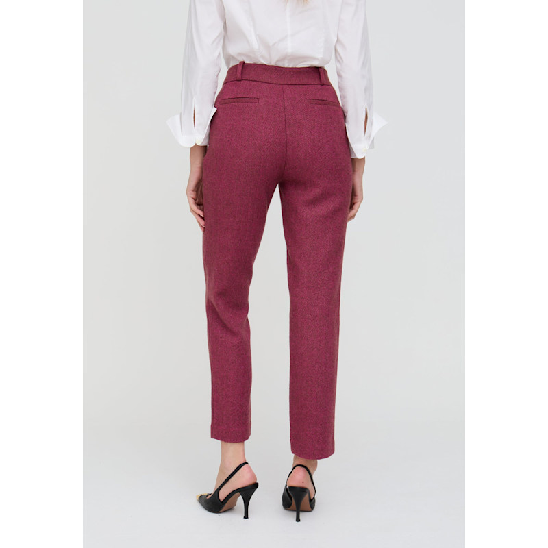 Thumbnail of Pandora Tapered Herringbone Print Trouser In Pink image
