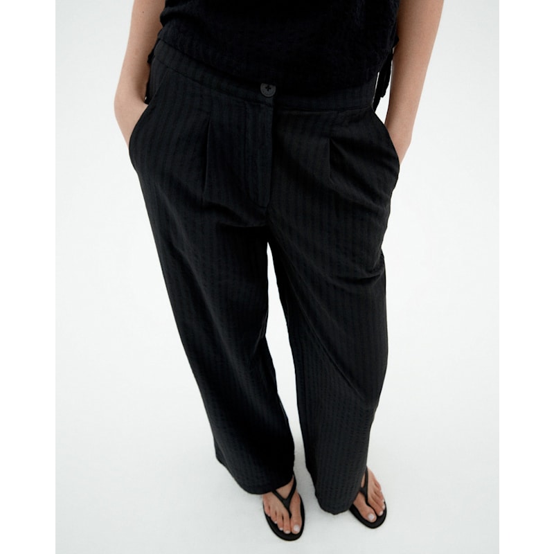 Thumbnail of Black Wide Leg Seersucker Manolita Pants image