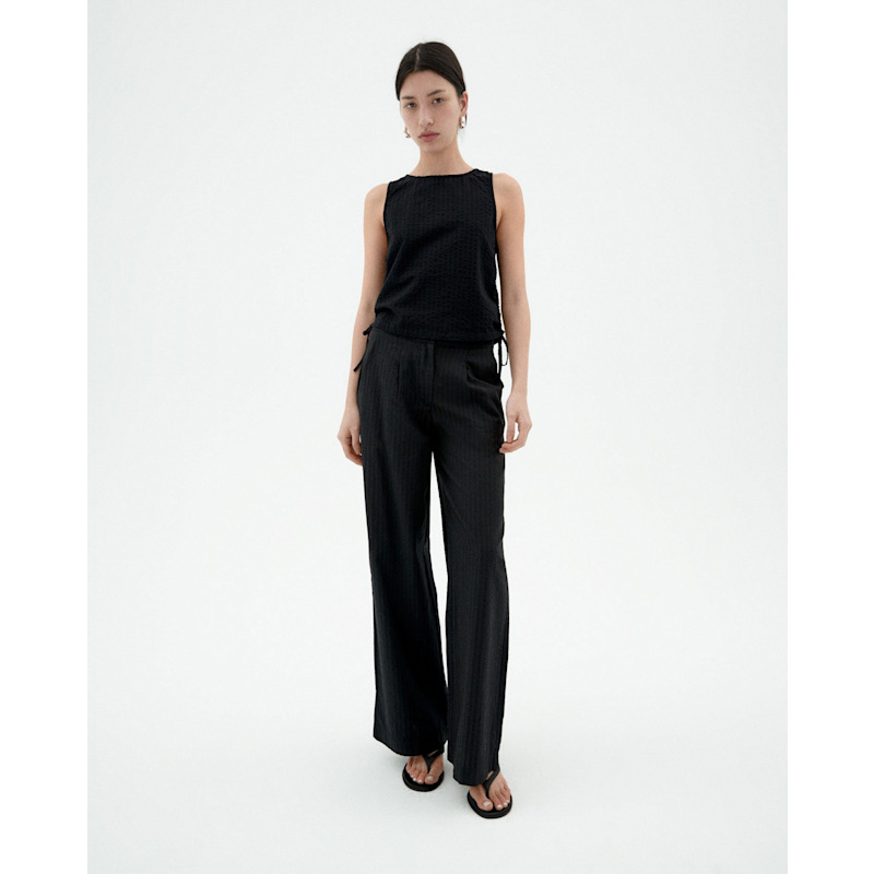 Thumbnail of Black Wide Leg Seersucker Manolita Pants image