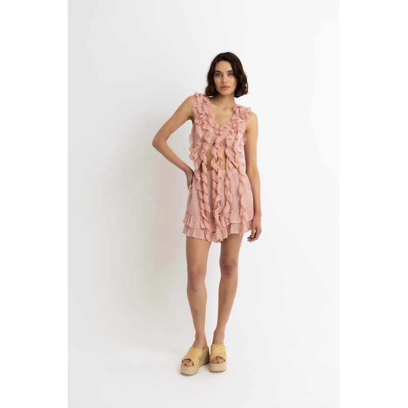 Thumbnail of Paola Pink Ruffle Chiffon Top image