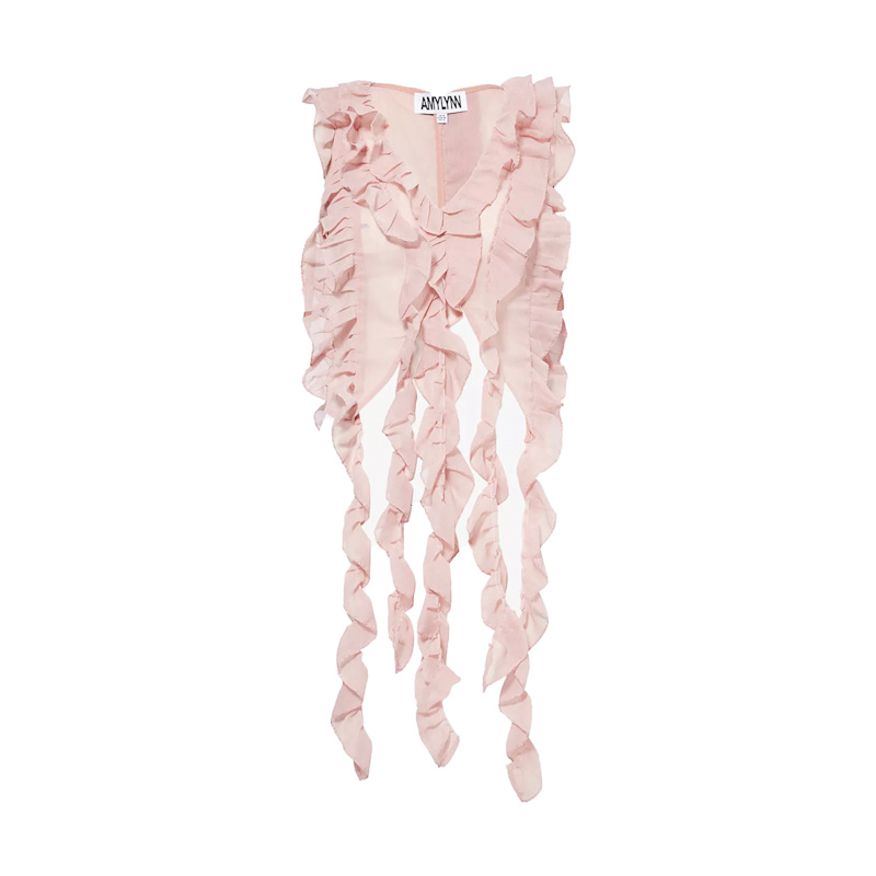 Thumbnail of Paola Pink Ruffle Chiffon Top image