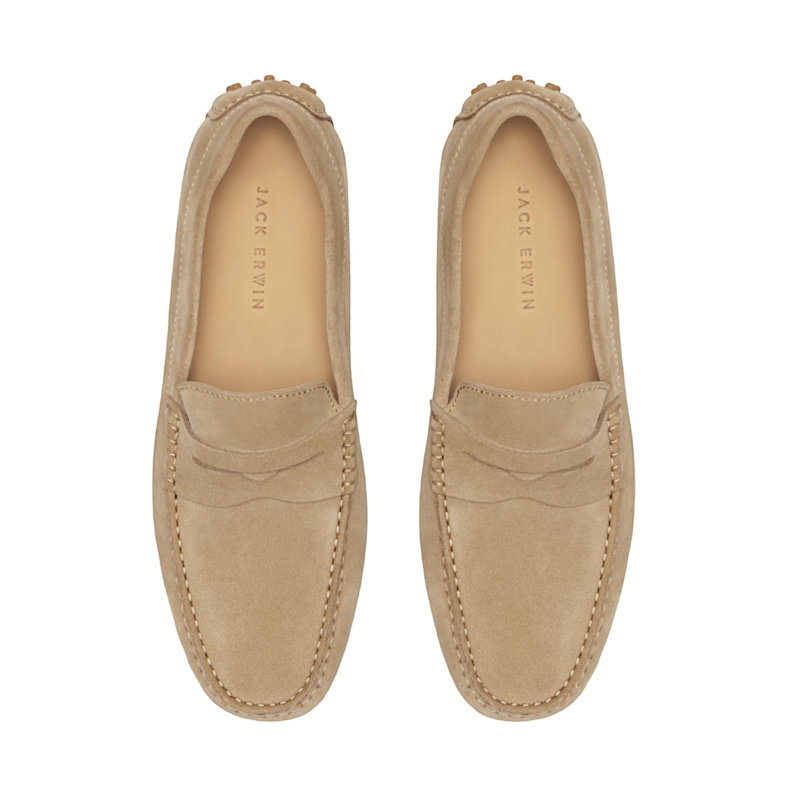 Jack Erwin Parker Penny Driving Loafers Men\'s Size 9 Classic Shoes Beige Suede Edward Loafers - Classic Penny Loafers – Jack Erwin main image 4