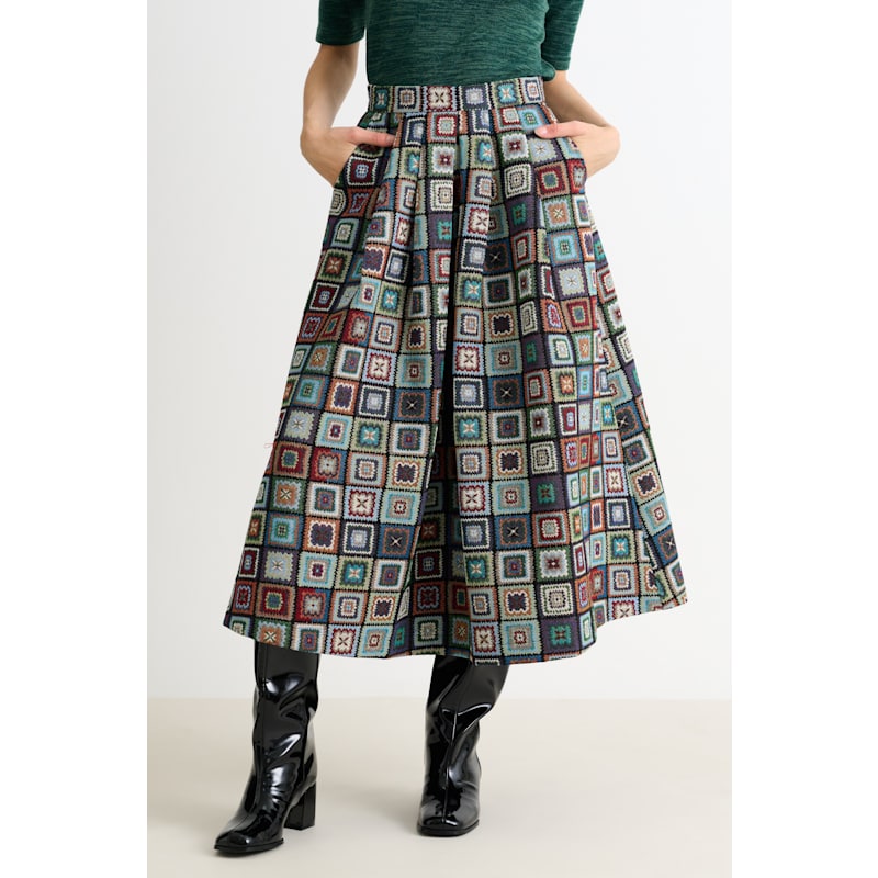 Thumbnail of Pasadena Seventies Patch Jacquard Midi Skirt image
