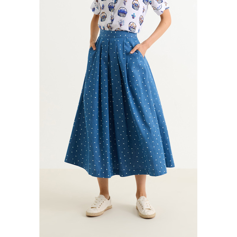 Thumbnail of Pasadena Flower Dot Blue Midaxi Skirt image