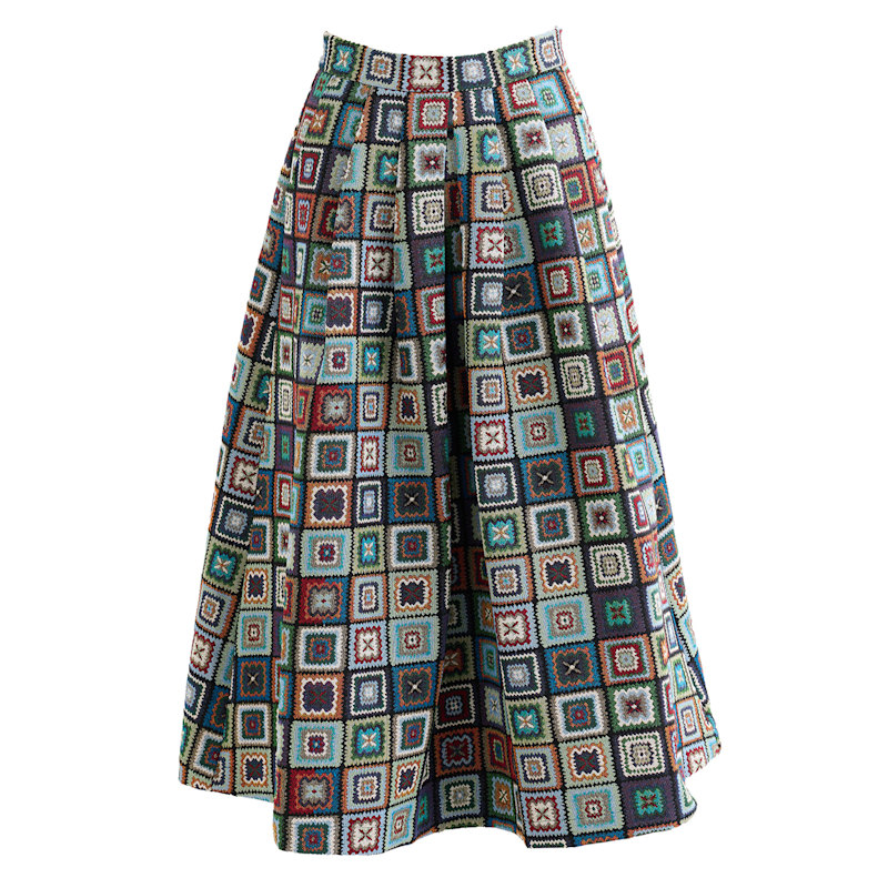 Thumbnail of Pasadena Seventies Patch Jacquard Midi Skirt image