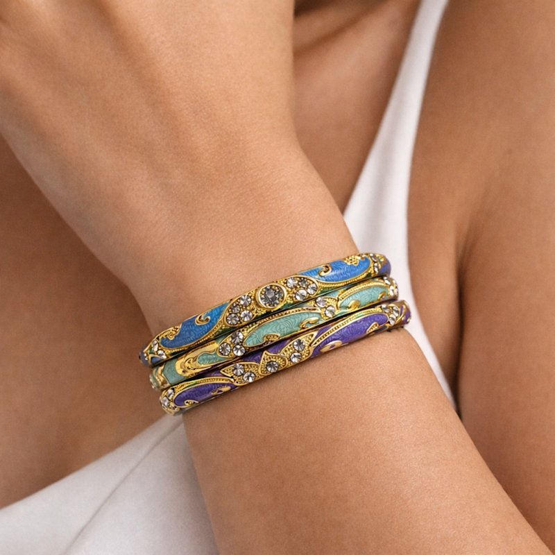 Thumbnail of Pastel Enamel Crystal Detail Bangle image