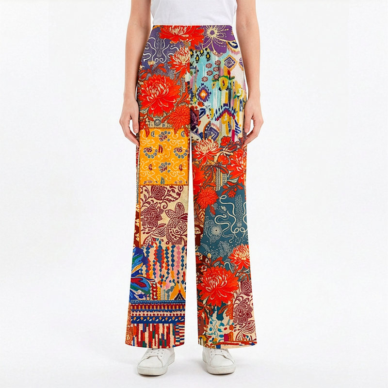 Thumbnail of Patchwork Floral Long Loose Pants image