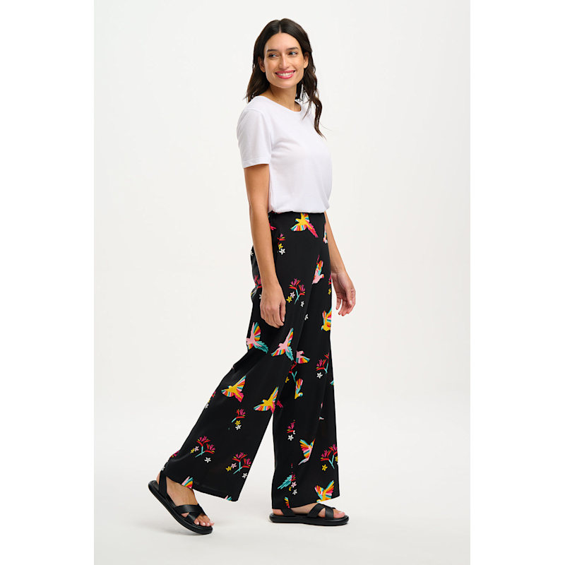 Thumbnail of Patsy Palazzo Pants Black, Tropical Parrots image