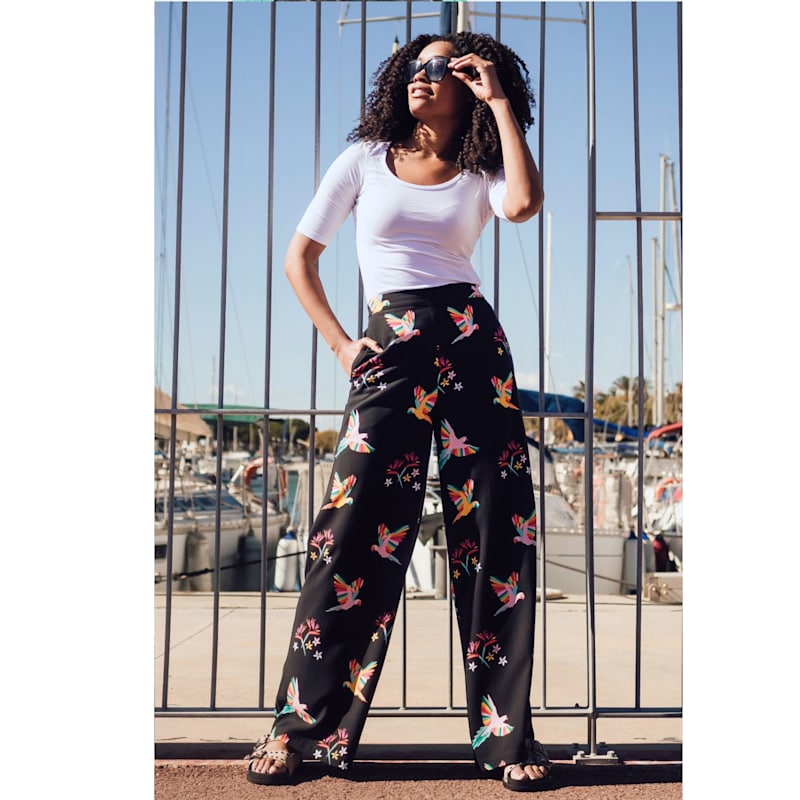 Thumbnail of Patsy Palazzo Pants Black, Tropical Parrots image