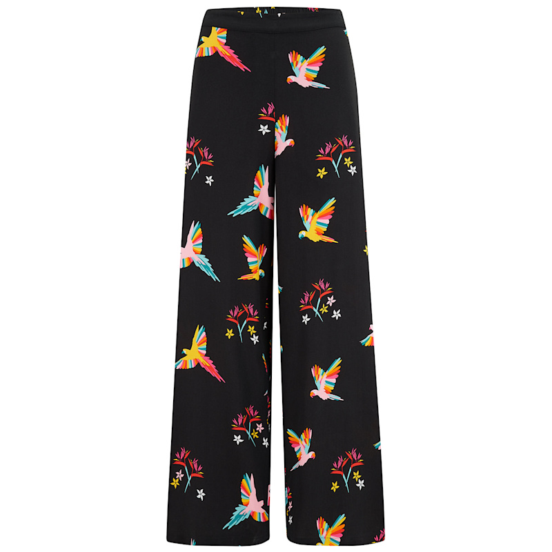 Thumbnail of Patsy Palazzo Pants Black, Tropical Parrots image