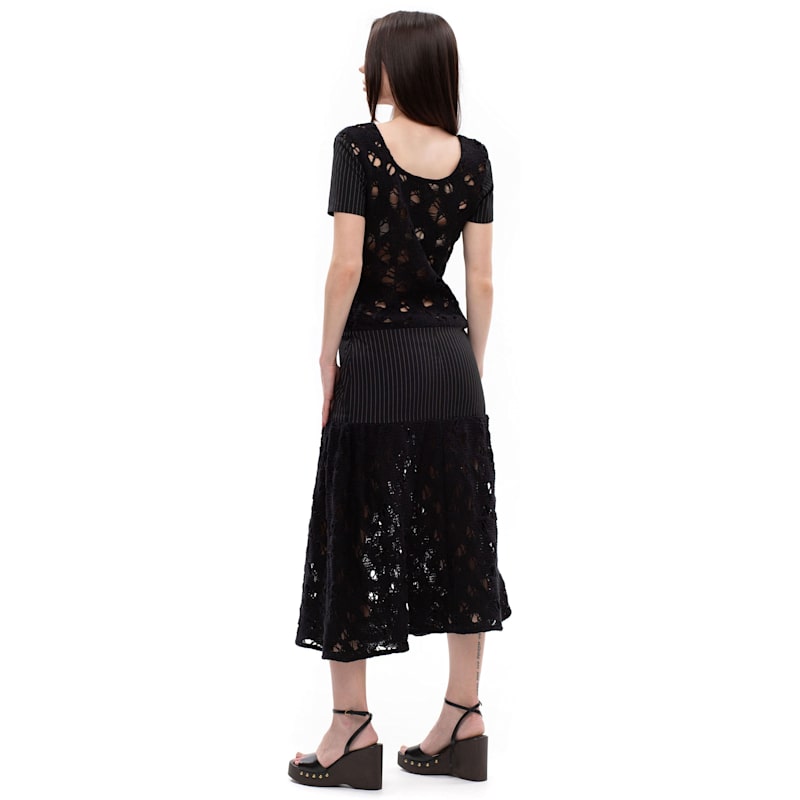 Maison Bogomil Pattern Flow Striped Knit Cotton-linen Blend Dress - Black