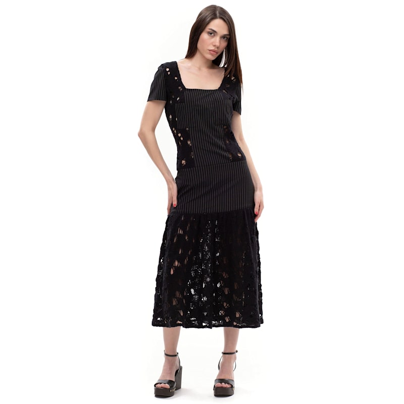 Thumbnail of Pattern Flow – Striped & Knit Dress In Cotton-Linen Blend image