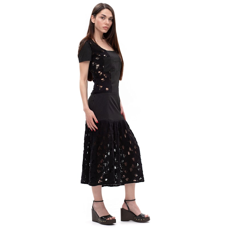 Thumbnail of Pattern Flow – Striped & Knit Dress In Cotton-Linen Blend image