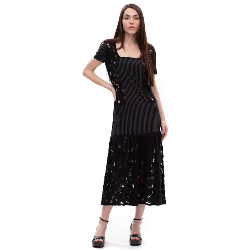 Thumbnail of Pattern Flow – Striped & Knit Dress In Cotton-Linen Blend image