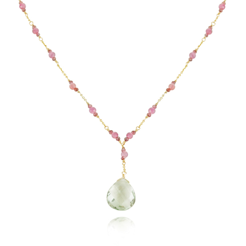 Thumbnail of Green Amethyst Drop Necklace image