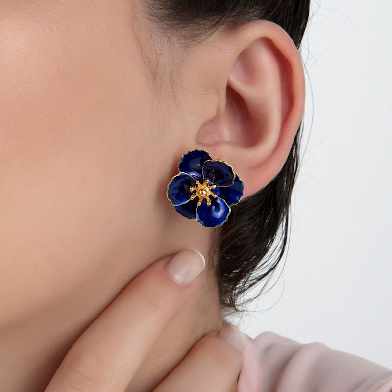 Thumbnail of Blue Blossom Flower Earrings image