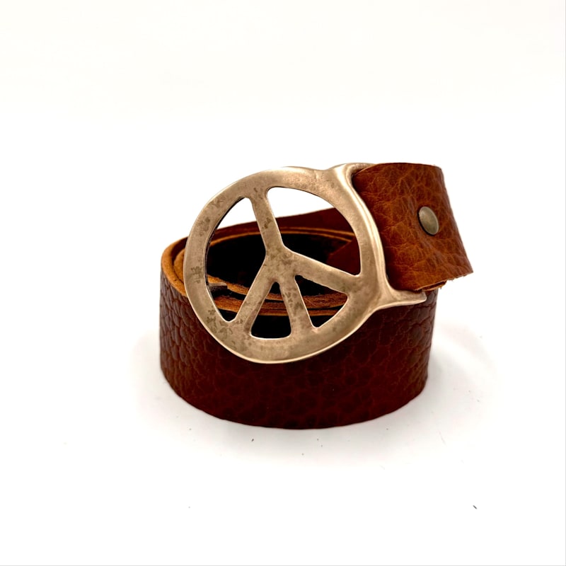Thumbnail of Peace Belt In Brass- Whiskey -Small/Medium image