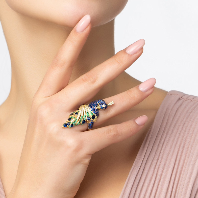 Thumbnail of Peacock Cocktail Ring Gold image